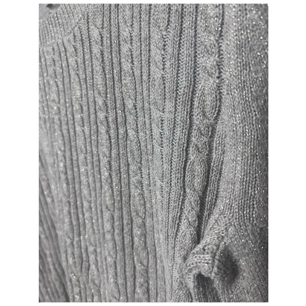 Banana Republic Women's Cable Knit Metallic Sweater Shoulder Button Size XL - Picture 7 of 9